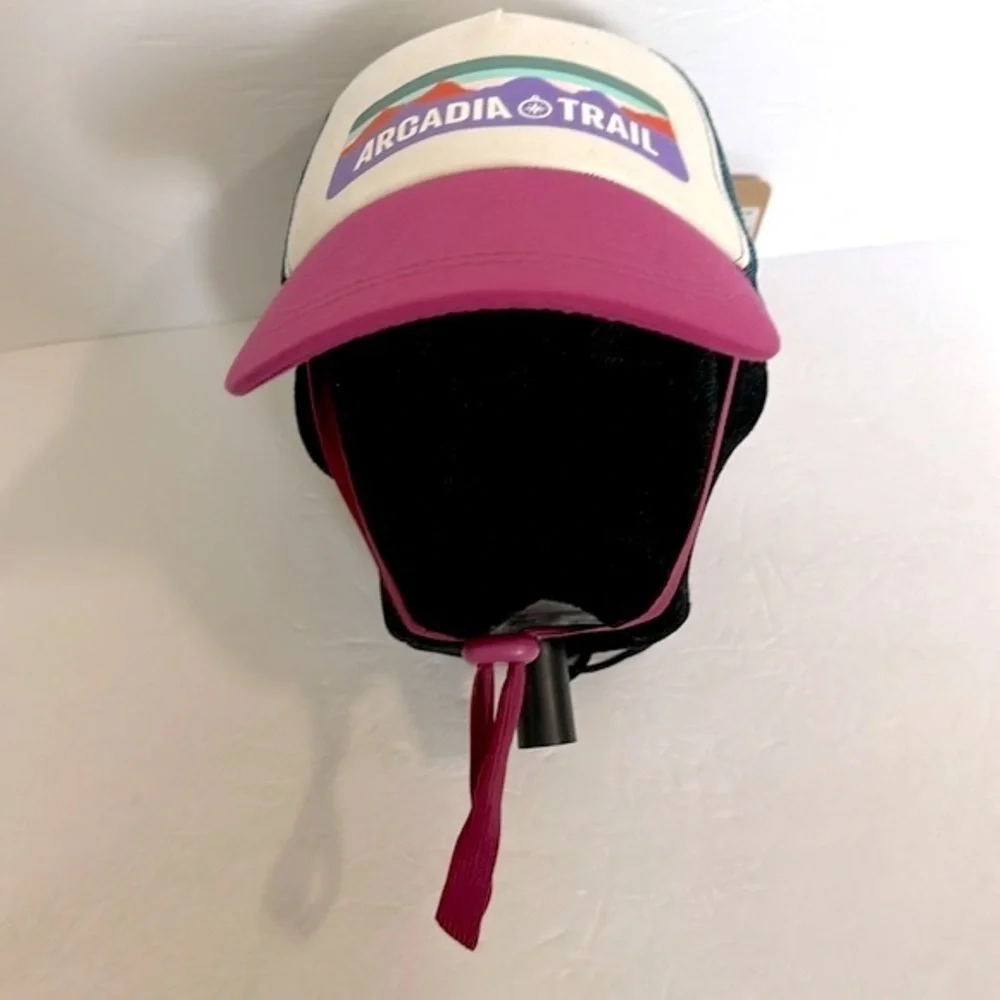 Arcadia Trail logo dog trucker hat girl pink and blue XL/XXL